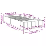 fekete szerelt fa ágykeret 75 x 190 cm