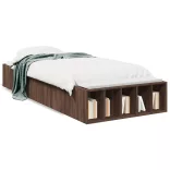 barna tölgyszínű szerelt fa ágykeret 75 x 190 cm