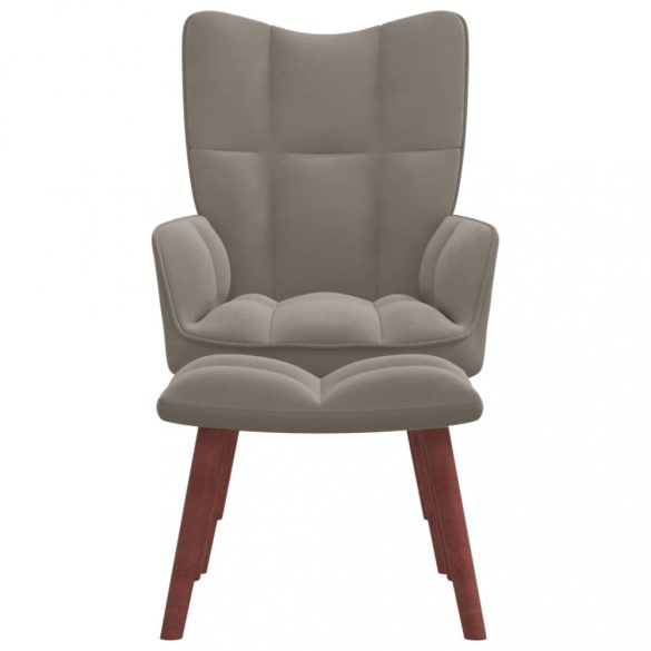 világosszürke bársony pihenőszék lábtartóval