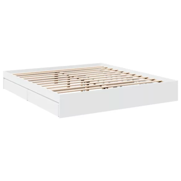 fehér szerelt fa ágykeret fiókokkal 180 x 200 cm