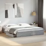 szürke sonoma színű szerelt fa ágykeret fiókokkal 180 x 200 cm