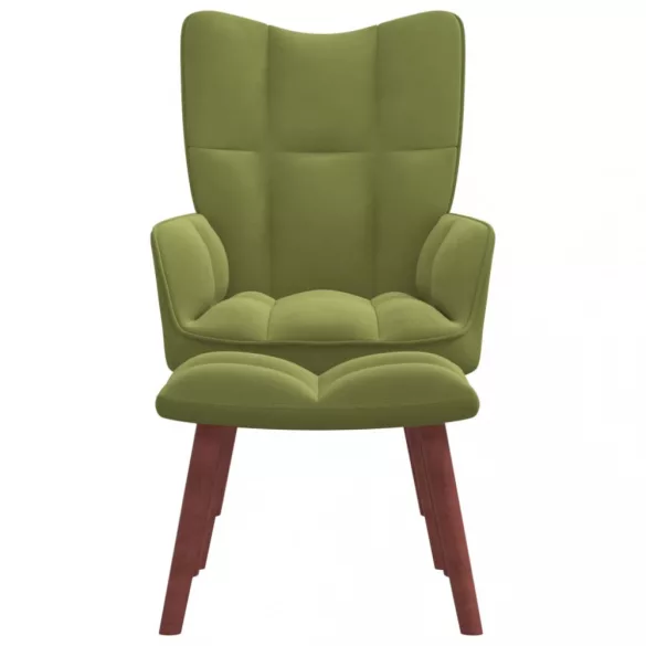 világoszöld bársony pihenőszék lábtartóval