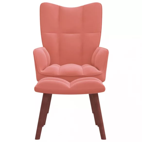 rózsaszín bársony pihenőszék lábtartóval