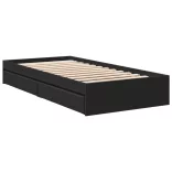 fekete szerelt fa ágykeret fiókokkal 100 x 200 cm