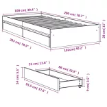 fekete szerelt fa ágykeret fiókokkal 100 x 200 cm