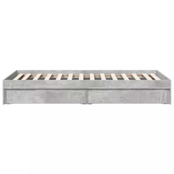 betonszürke szerelt fa ágykeret fiókokkal 90 x 200 cm