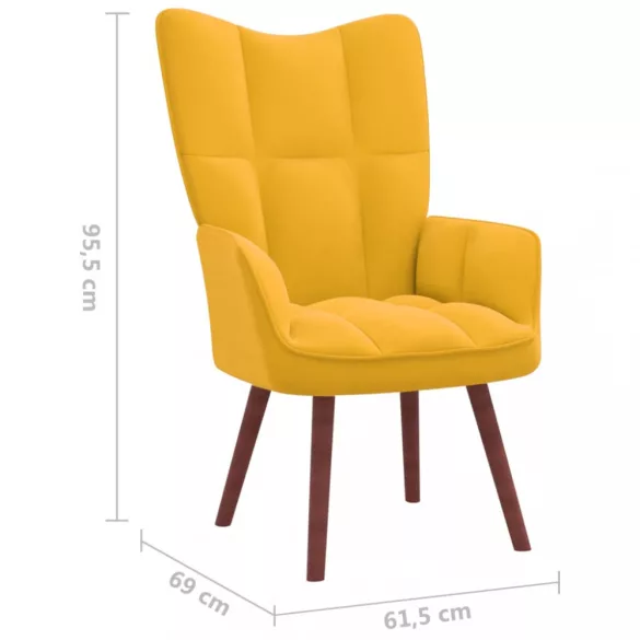 mustársárga bársony pihenőszék lábtartóval