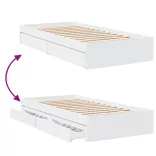 fehér szerelt fa ágykeret fiókokkal 75x190 cm