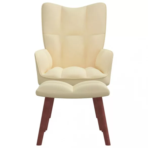 krémfehér bársony pihenőszék lábtartóval