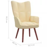 krémfehér bársony pihenőszék lábtartóval