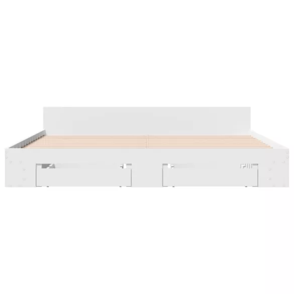 fehér szerelt fa ágykeret fiókokkal 200 x 200 cm