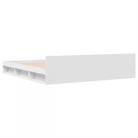 fehér szerelt fa ágykeret fiókokkal 200 x 200 cm