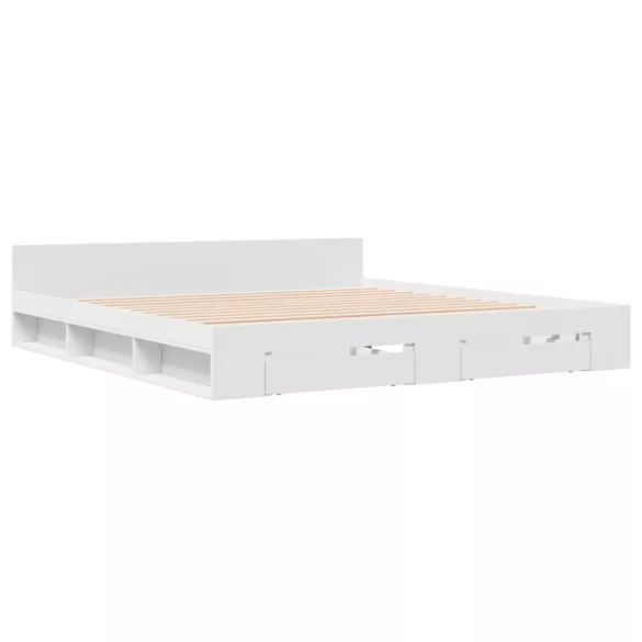 fehér szerelt fa ágykeret fiókokkal 180 x 200 cm