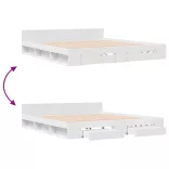 fehér szerelt fa ágykeret fiókokkal 180 x 200 cm