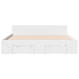 fehér szerelt fa ágykeret fiókokkal 160 x 200 cm