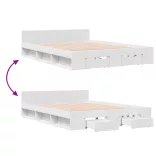 fehér szerelt fa ágykeret fiókokkal 120 x 190 cm