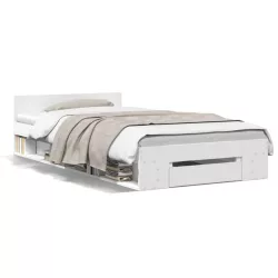 fehér szerelt fa ágykeret fiókkal 100 x 200 cm