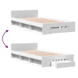 fehér szerelt fa ágykeret fiókkal 90 x 200 cm