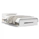 fehér szerelt fa ágykeret fiókkal 75x190 cm