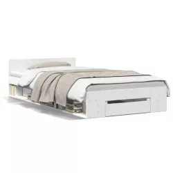 fehér szerelt fa ágykeret fiókkal 75x190 cm