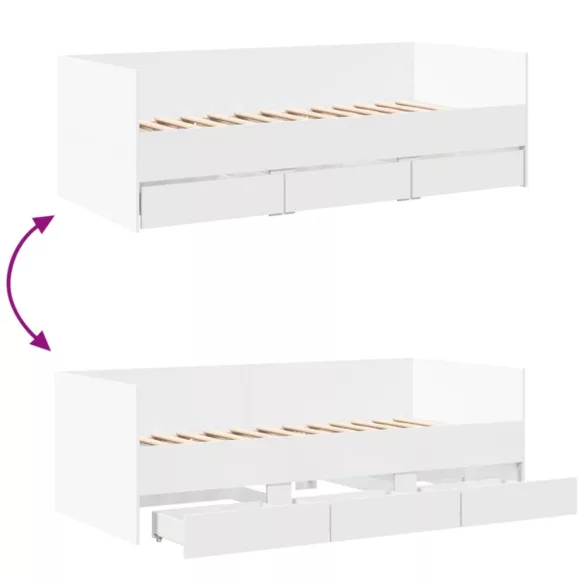 fehér kanapéágy fiókkal matrac nélkül 100x200 cm