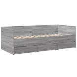 szürke sonoma kanapéágy fiókkal matrac nélkül 100x200 cm