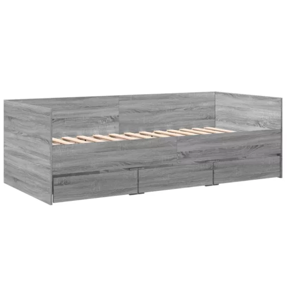 szürke sonoma kanapéágy fiókkal matrac nélkül 100x200 cm