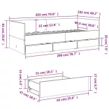 szürke sonoma kanapéágy fiókkal matrac nélkül 100x200 cm