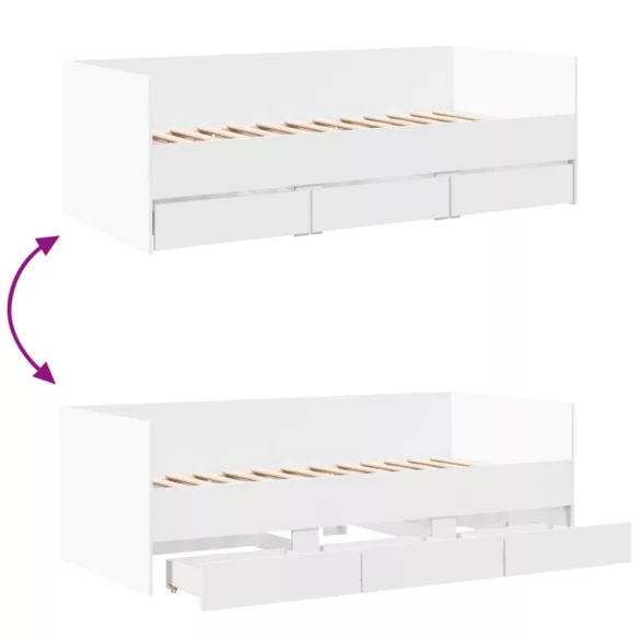 fehér kanapéágy fiókkal matrac nélkül 90x200 cm