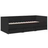 fekete kanapéágy fiókkal matrac nélkül 90x200 cm