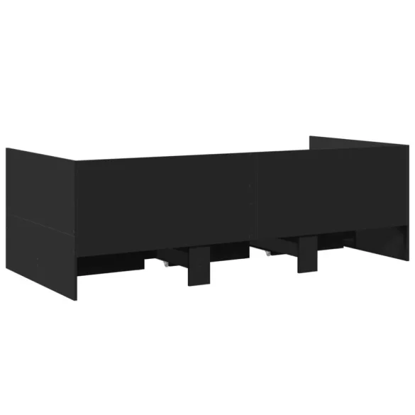 fekete kanapéágy fiókkal matrac nélkül 90x200 cm