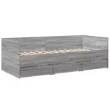 szürke sonoma kanapéágy fiókkal matrac nélkül 90x200 cm