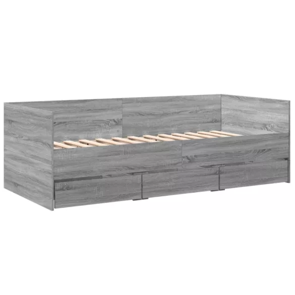 szürke sonoma kanapéágy fiókkal matrac nélkül 90x200 cm