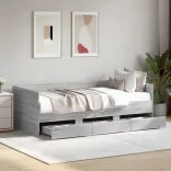 szürke sonoma kanapéágy fiókkal matrac nélkül 90x200 cm
