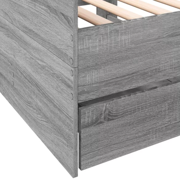 szürke sonoma kanapéágy fiókkal matrac nélkül 90x200 cm