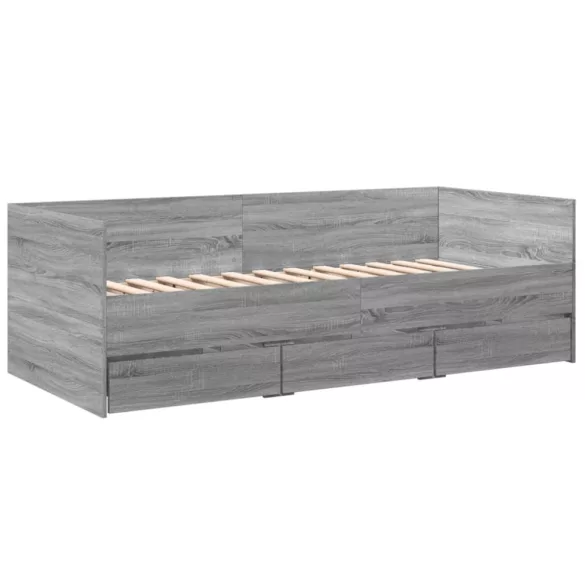 szürke sonoma kanapéágy fiókkal matrac nélkül 90x190 cm