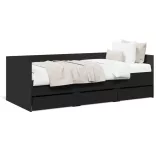 fekete kanapéágy fiókkal matrac nélkül 75x190 cm