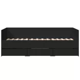 fekete kanapéágy fiókkal matrac nélkül 75x190 cm