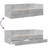 betonszürke kanapéágy fiókkal matrac nélkül 75x190 cm