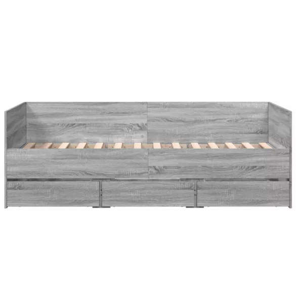 szürke sonoma kanapéágy fiókkal matrac nélkül 75x190 cm
