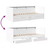 fehér kanapéágy fiókkal matrac nélkül 100x200 cm