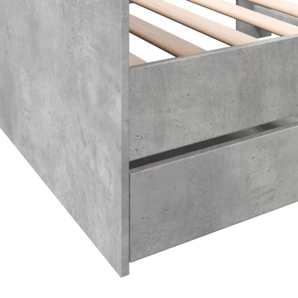 betonszürke kanapéágy fiókkal matrac nélkül 100x200 cm