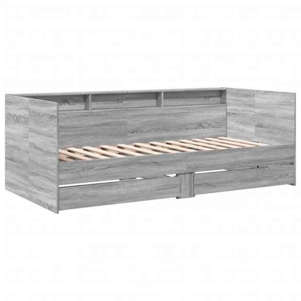 szürke sonoma kanapéágy fiókkal matrac nélkül 100x200 cm