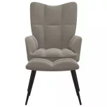 világosszürke bársony pihenőszék lábtartóval