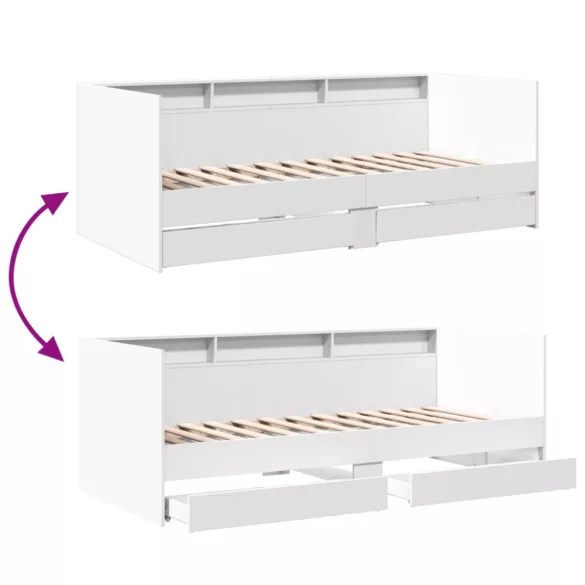 fehér kanapéágy fiókkal matrac nélkül 90x190 cm