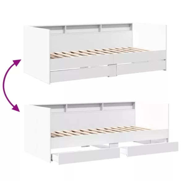 fehér kanapéágy fiókkal matrac nélkül 75x190 cm