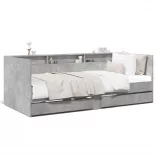 betonszürke kanapéágy fiókkal matrac nélkül 75x190 cm