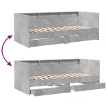 betonszürke kanapéágy fiókkal matrac nélkül 75x190 cm