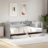 szürke sonoma kanapéágy fiókkal matrac nélkül 75x190 cm