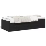 fekete kanapéágy fiókkal matrac nélkül 100x200 cm